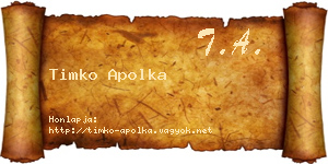 Timko Apolka névjegykártya